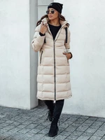 Women's winter quilted jacket with hood MENSI beige Dstreet