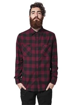 Plaid flannel shirt blk/burgundy