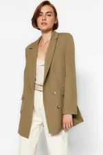 Trendyol Light Khaki Oversize z podszewką zapinaną na guziki tkana marynarka