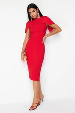 Trendyol Red Sleeve Detailed Woven Elegant Evening Dress