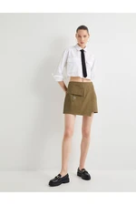 Koton Cargo Short Skirt Double Breasted Belt Detailed Pocket Slim Fit