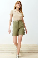 Trendyol Khaki Cargo Pocket Woven Shorts