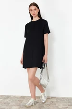 Trendyol Ecru Crewneck Short Ribbed Stretchy Knitted Mini T-shirt Dress