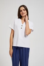 Women's T-shirt with buttons MOODO - white