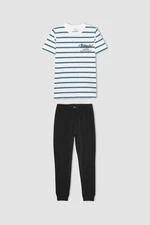 DEFACTO Boys' Striped Short Sleeve Pajamas Set