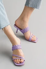 Mio Gusto Petra Lilac Color Women Heeled Slippers Shoes