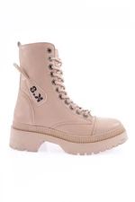 DGN K9085 Women's Lace-Up Boots Nude Wrinkled Patent Leather