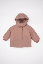 DEFACTO Baby Girl Hooded Water Repellent Soft Furry Coat