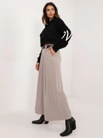 Black fabric wide trousers with belt