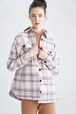 DEFACTO Shirt Collar Flannel Long Sleeve Tunic