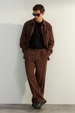 Trendyol Limited Edition Brown Velvet Wide Leg Trousers