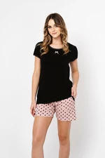 Bonilla women's pyjamas, short sleeves, short legs - black/print