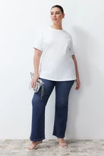 Trendyol Curve White Stone Detailed Boyfriend Knitted T-shirt