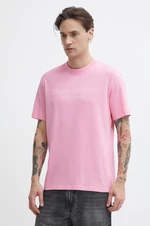 Bavlnené tričko Marc O'Polo pánsky, ružová farba, s potlačou, 423201251052