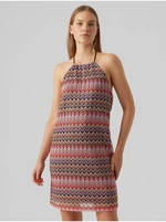 Women's brown patterned dress VERO MODA Dicte - Women