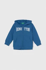 Dětská bavlněná mikina United Colors of Benetton s kapucí, s potiskem