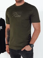 Men's T-shirt with print, green Dstreet