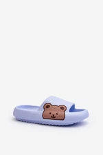 Women's lightweight foam slippers with a Blue Parisso teddy bear motif