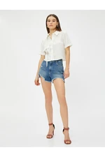 Koton Crop Shirt with Pocket Modal Blend