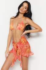 Trendyol Orange Batik Patterned Mini Woven Chiffon Beach Pareo