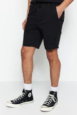 Trendyol Black Men's Regular Mid-Length/Regular Cut Shorts with Relief Print.