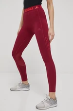 Tréningové legíny adidas Performance Tech Fit 3 Bar HD1986 dámske, bordová farba, s potlačou