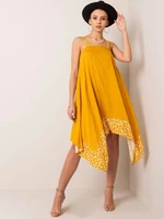 RUE PARIS Mustard asymmetrical dress