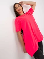 Fluo pink smooth viscose blouse larger size