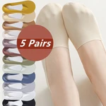 1/3/5 Pairs Women Socks High Quality Matching Casual Summer Thin Cotton Silk Bottom Non-slip Invisible Low Short Ankle Socks