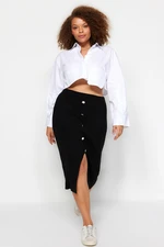 Trendyol Curve Black Gold Button Detailed Corduroy Sweater Skirt