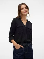 Black women's linen blouse Vero Moda Linn Bumpy - Women