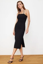 Trendyol Black Body-Fitting Slit Maxi Pencil Skirt Woven Dress