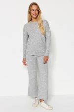 Trendyol Gray Soft Textured Basic Knitwear Top-Bottom Set