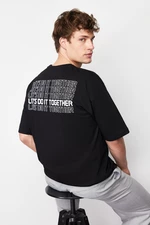 Trendyol Black Oversize Crew Neck Short Sleeve Printed T-Shirt