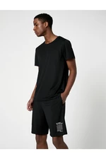 Koton Sports Shorts with Lace-Up Waist, Pocket with Slogan Print.