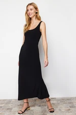 Trendyol Black Straight Strap Skater/Flexible Knitted Dress