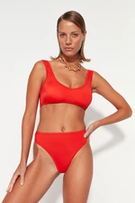 Trendyol Red Thong bikiny s vysokým pásom spodná časť bikín s vysokým pásom