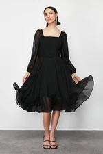 Trendyol Black Tulle Woven Elegant Evening Dress