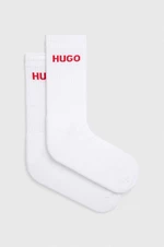 Ponožky HUGO 6-pak pánske, biela farba