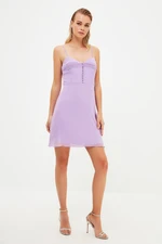 Trendyol Lilac Button Detailed Evening Dress