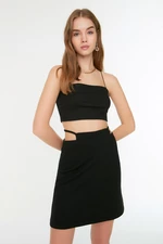 Trendyol Black Knitted Mini Skirt With Decollete