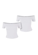 Women's T-Shirt Organic Off Shoulder Rib - 2 Pack White+White