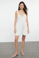 Trendyol Ecru Mini Woven Cut out/Window Beach Dress