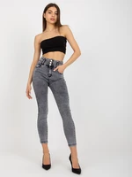 Women's dark gray jeans with a high waist