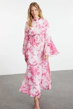 Trendyol Fuchsia Lined Woven Chiffon Floral Pattern Dress