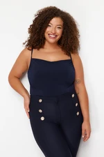 Trendyol Curve Navy Blue Sandy Knitted Plus Size Blouse