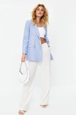 Trendyol Light Blue Oversize Lined Double Breasted Closure Woven Blazer Jacket