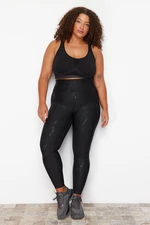 Trendyol Curve Black Printed Knitted Plus Size Leggings