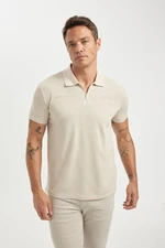 DEFACTO New Regular Fit Zipper Short Sleeve Polo Basic T-Shirt