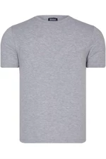 T8569 DEWBERRY BIKE COLLAR MENS T-SHIRT-PLAIN GREY